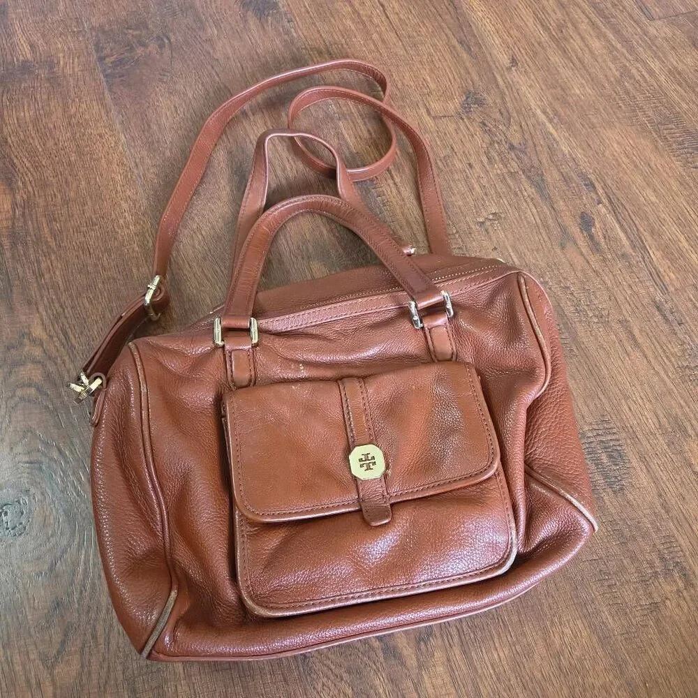 Tory Burch Boston Pebbled Leather Satchel